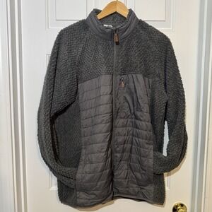 Magellan Outdoors Men's Gray Sherpa Fleece Jacket Quilted Front Panel Large